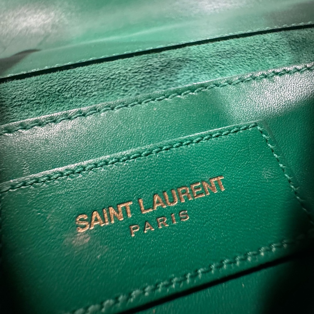 Yves Saint Laurent Turquoise Clutch with Gold Logo - Picture 2 of 4